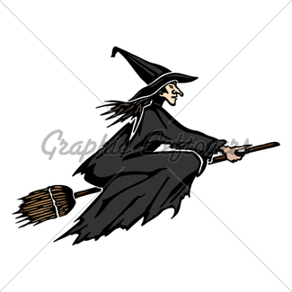 325x325 Witch Flying On A Broom Against The Moon Gl Stock Images