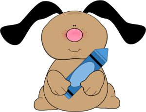 300x229 Dog With Blue Crayon Clip Art
