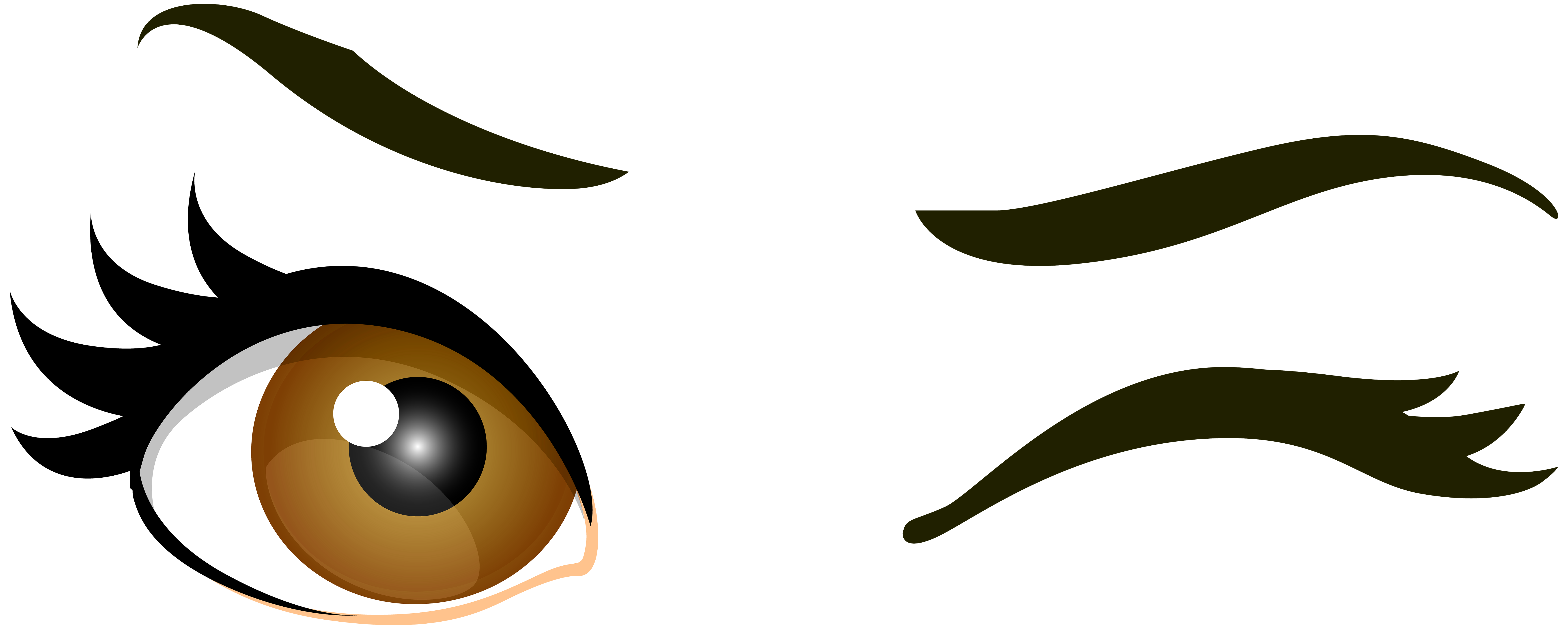 7000x2809 Brown Winking Eyes Png Clip Art