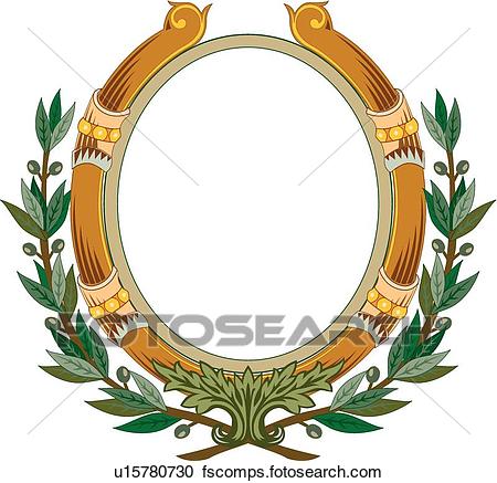 450x437 Clipart Of Brown Circle Frame With Green Leaf Decoration U15780730