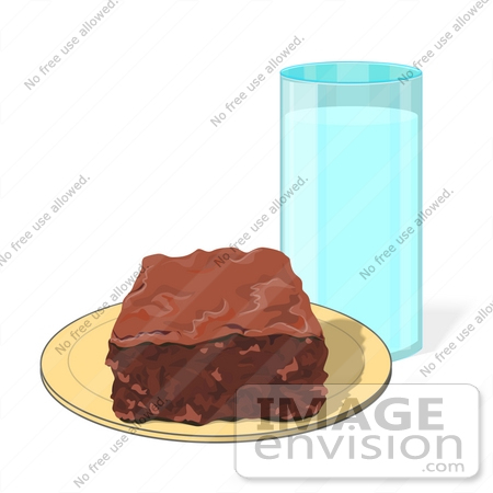 450x450 Clip Art Graphic Of A Tall Glass Of Fresh Milk Beside A Brownie