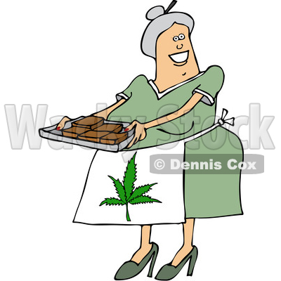 400x400 A Cartoon Happy Chubby White Senior Woman Holding A Tray