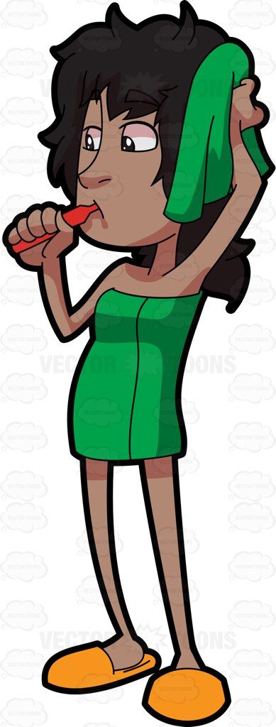 389x1024 Clipart Woman Brush Teeth Black