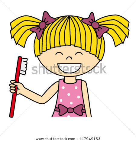 450x470 Girl Clipart Brushing Tooth