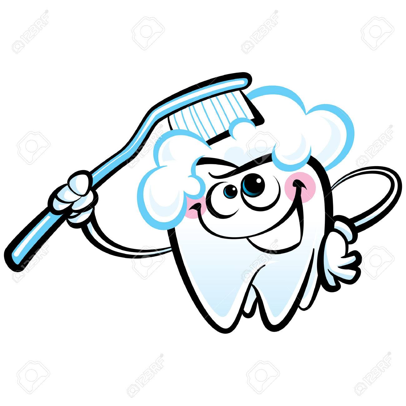 1300x1300 Healthy Cute Cartoon Tooth Character Smiling Happily Holding