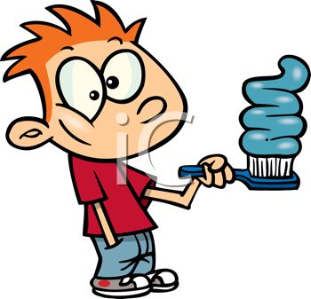 350x337 Picture Of A Young Boy Preparing To Brush His Teeth With A Large