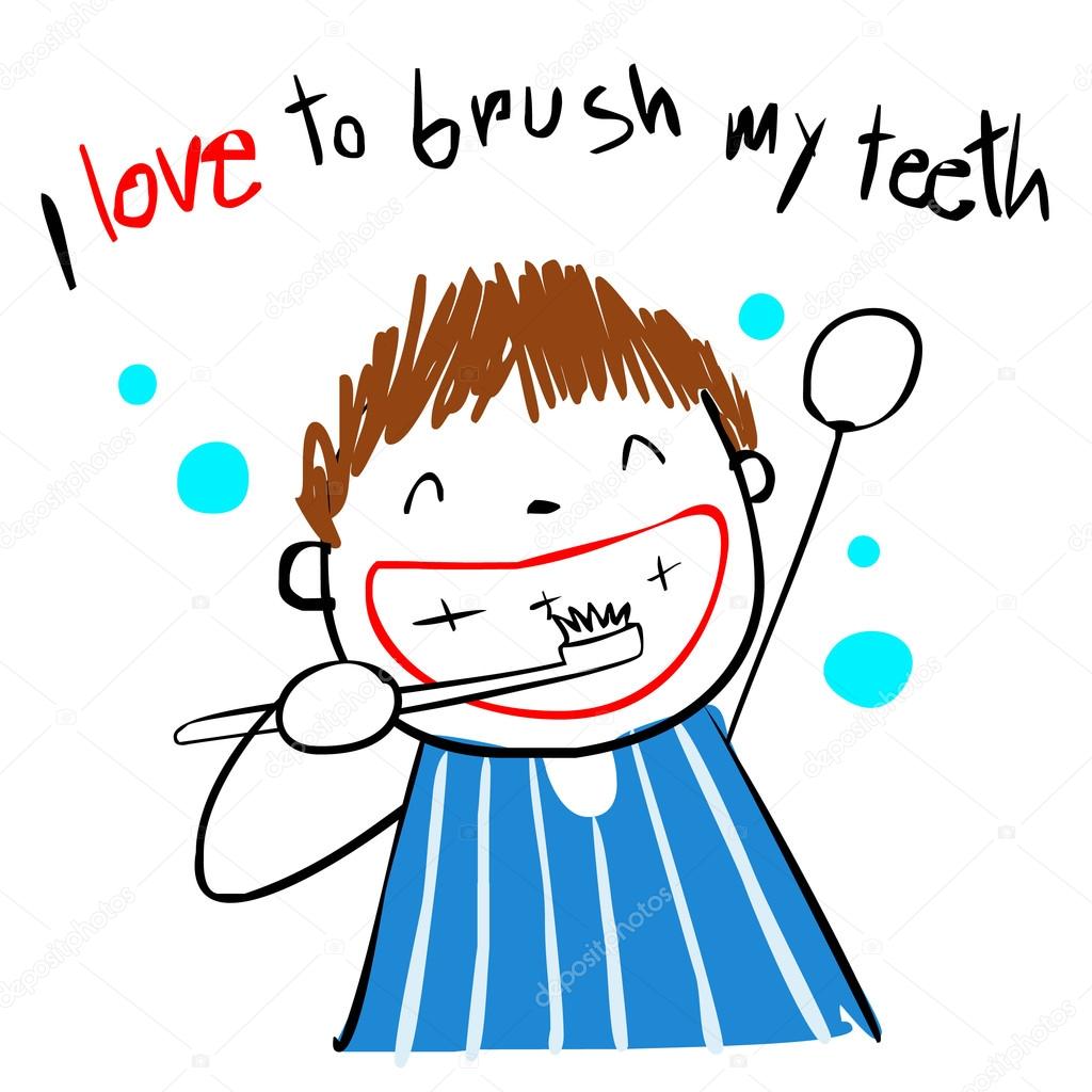 1024x1024 Kid Love Brush Teeth Vector Illustration Stock Vector Onontour