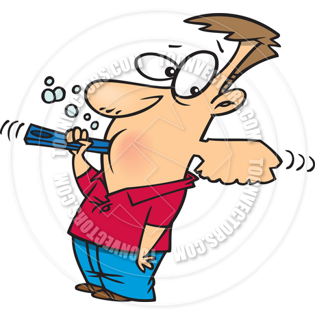 460x460 Cartoon Man Brushing Teeth By Ron Leishman Toon Vectors Eps