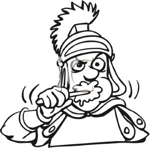 300x297 Art Image Black And White Roman Soldier Brushing Teeth