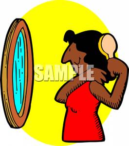 265x300 Black Woman Brushing Her Hair In The Mirror