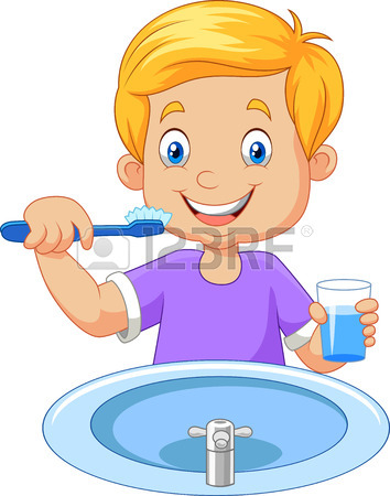 354x450 Cartoon Little Boy Brushing His Teeth Royalty Free Cliparts
