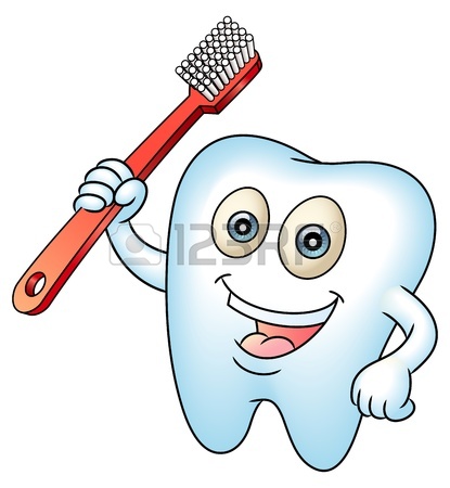 415x450 Smiling Tooth Mascot Teeth With A Tooth Brush. Clean Teeth