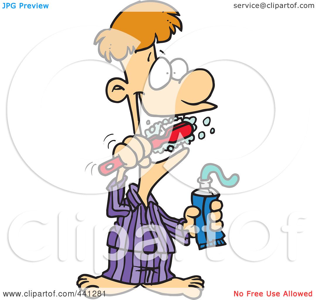 1080x1024 Cartoon Of An Outlined Grumpy Man With Bad Toothpaste Hanging Off