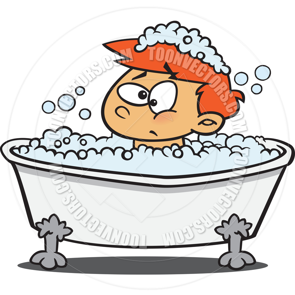 940x940 Cartoon Boy Taking A Bubble Bath By Ron Leishman Toon Vectors