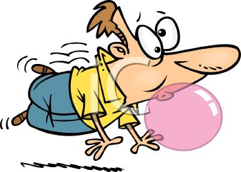 350x250 Cartoon Of A Man Floating Away From A Bubble Gum Bubble