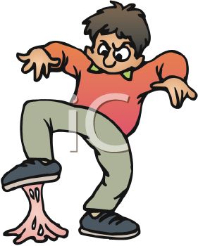 281x350 Cartoon Of An Angry Boy Who Stepped In Bubble Gum