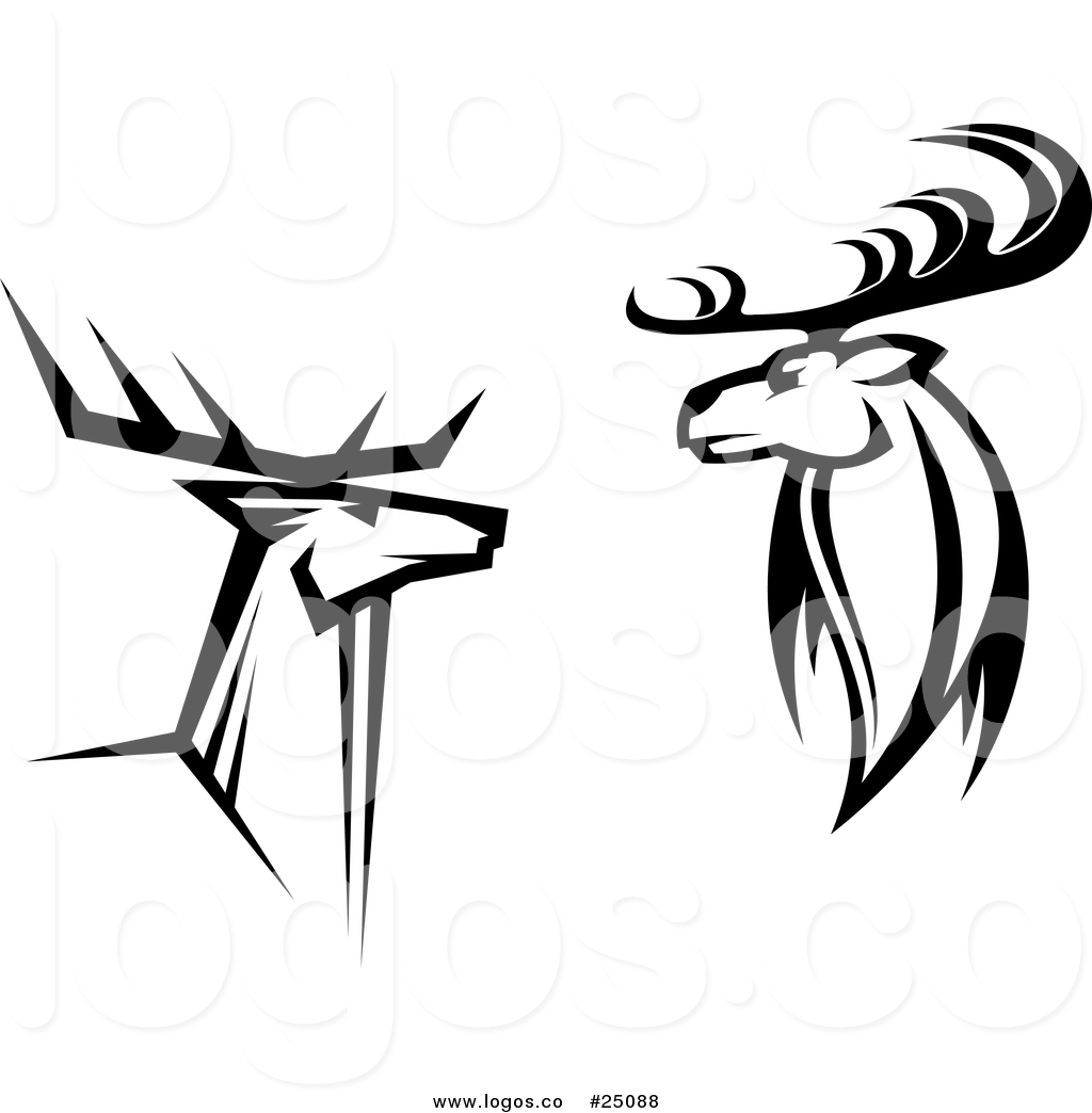 1024x1044 Royalty Free Vector Logos Of Black And White Buck Deer By Vector