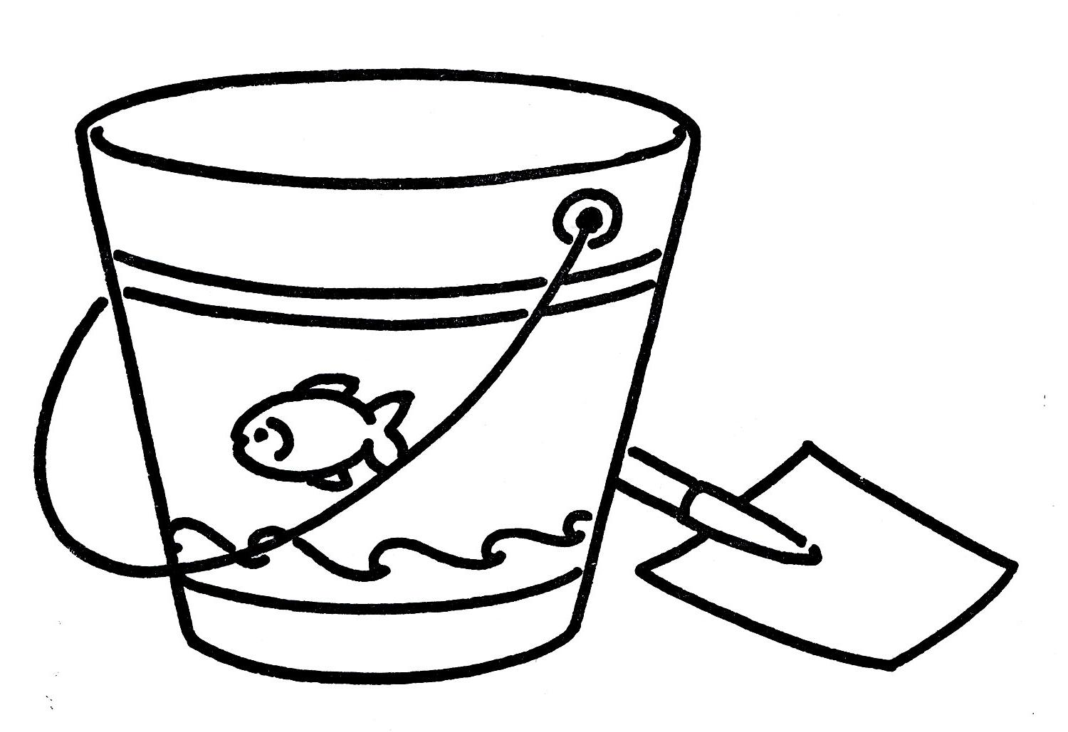 1500x1029 Hd Pail Clip Art Cute Black And White Beach Image