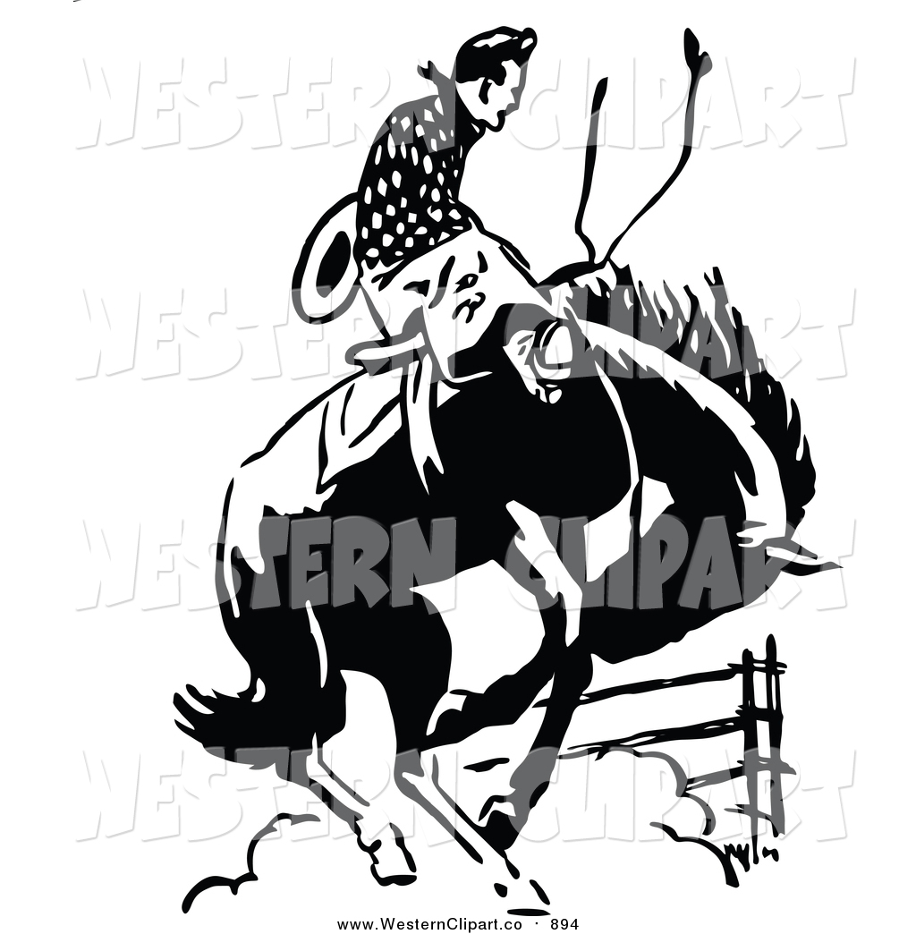 1024x1044 Vector Cliprt Of Retro Blacknd White Rodeo Cowboy On
