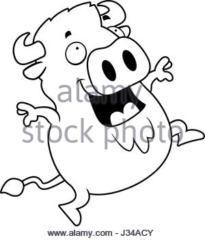 300x350 A Cartoon Illustration Of A Buffalo Smiling Stock Vector Art