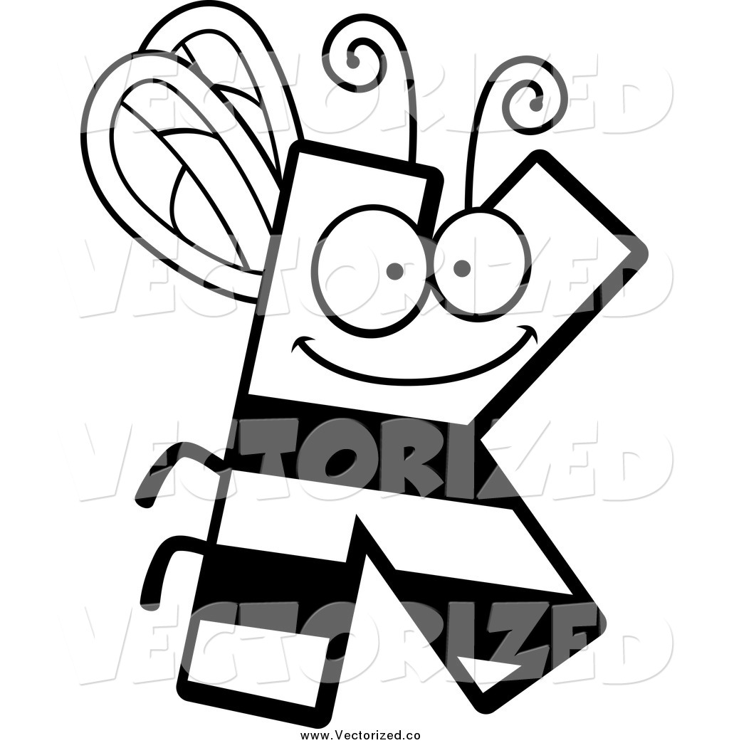 1024x1044 Royalty Free Clipart Of A Black And White Letter K Bug Flying By