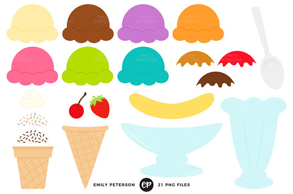 570x379 Ice Cream Sundae Clip Art, Ice Cream Kit Clipart, Build Your Own