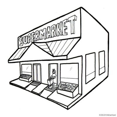 400x400 Supermarket Building Clipart Black And White Letters Example