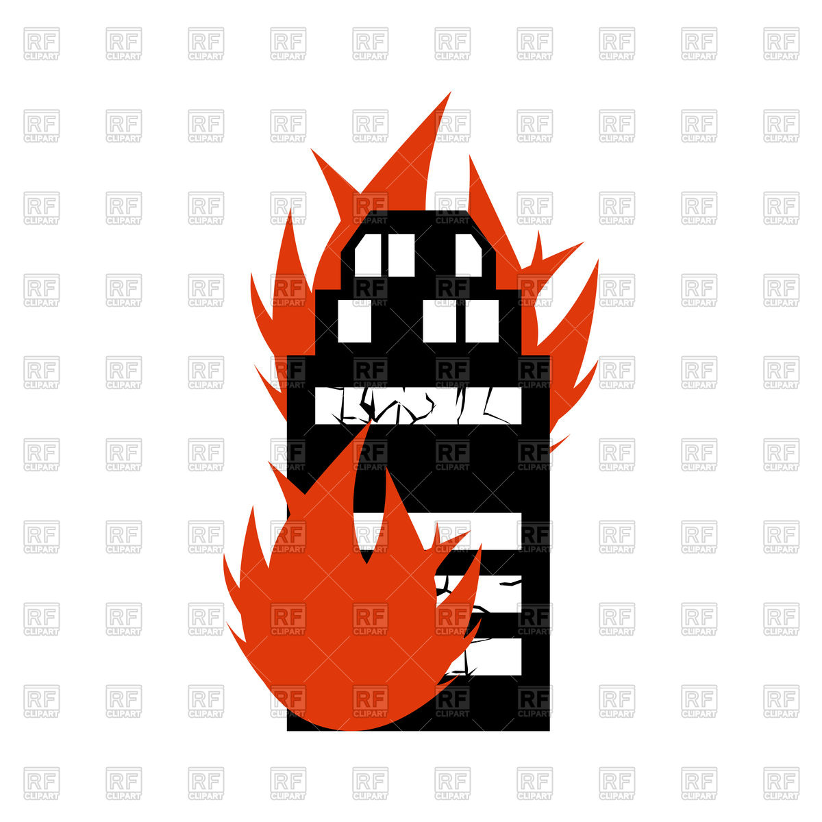 1200x1200 Burn Building Royalty Free Vector Clip Art Image