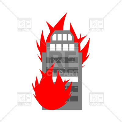 400x400 Fire In Building Icon Royalty Free Vector Clip Art Image