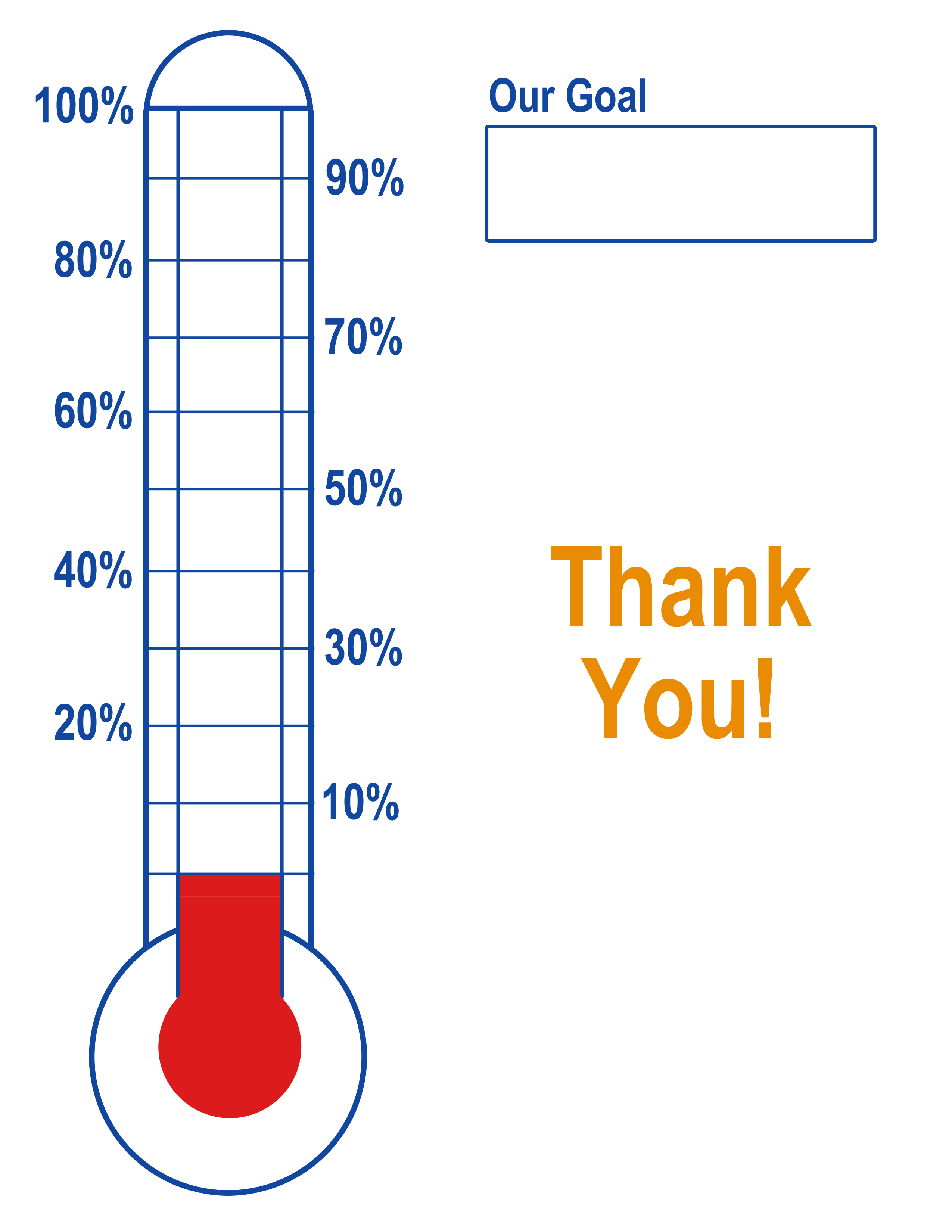 2550x3300 Thermometer Template, Fundraising, Goal, Blank Amp Printable