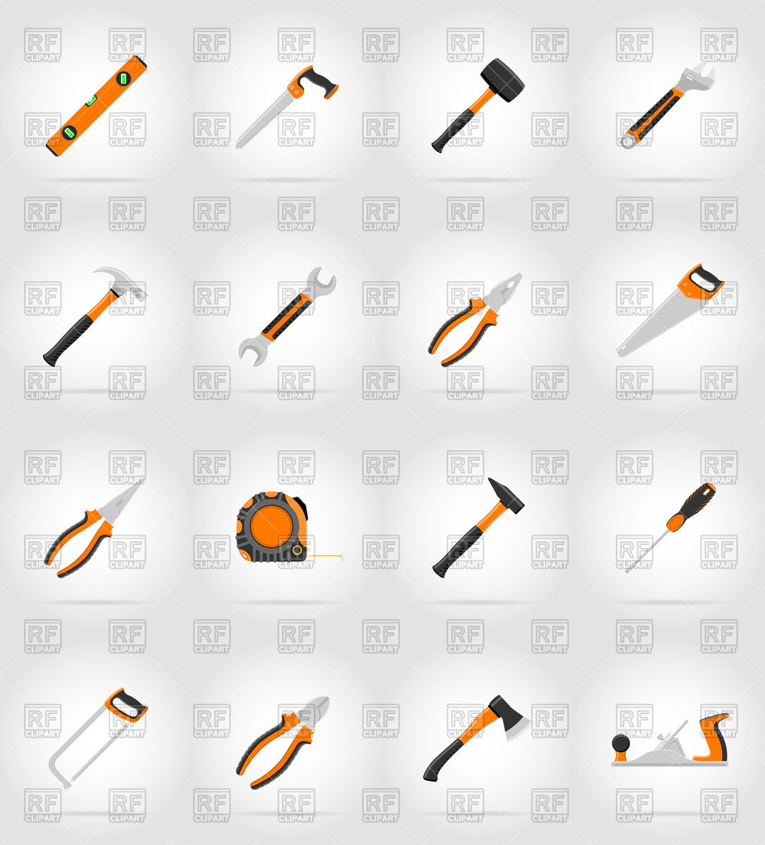 1086x1200 Set Of Repair And Building Tools Flat Icons Royalty Free Vector