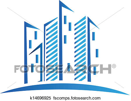 450x347 Clipart Of Modern Blue Buildings Logo K14696925