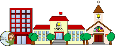 400x159 One Teacher's Adventures Community Buildings Clip Art Set