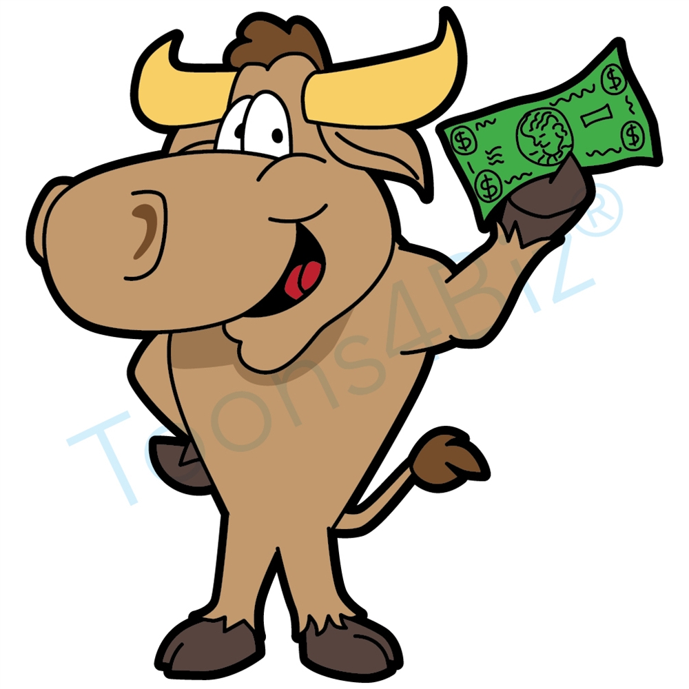 1000x1000 Bull Mascot Clip Art Holding Money Clip Art