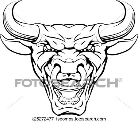 450x400 Clip Art Of Tough Bull Mascot Face K25272477