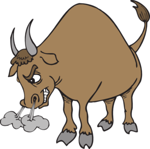 300x297 Snorting Bull Clip Art