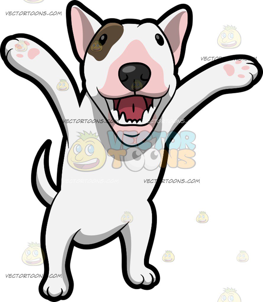 890x1024 A Very Happy Bull Terrier Cartoon Clipart