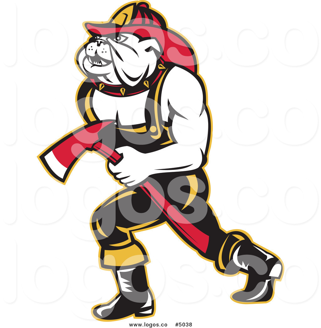 1024x1044 Royalty Free Vector Of A Bulldog Fire Man Logo By Patrimonio