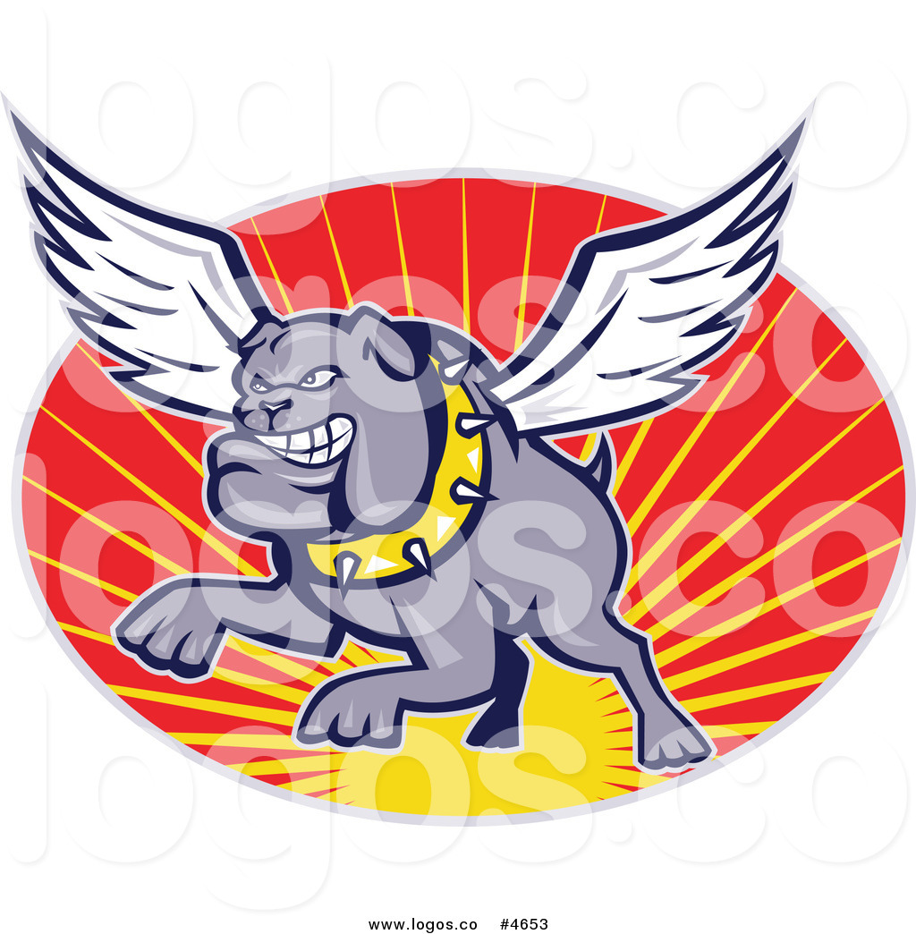 1024x1044 Royalty Free Winged Bulldog Flying With A Sunset Background Logo