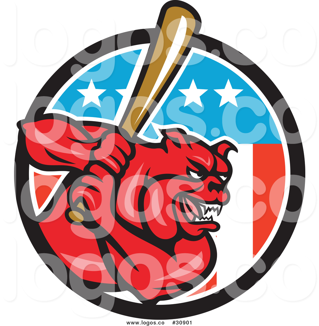 1024x1044 Vector Logo Of A Red Baseball Bulldog Player Batting Within
