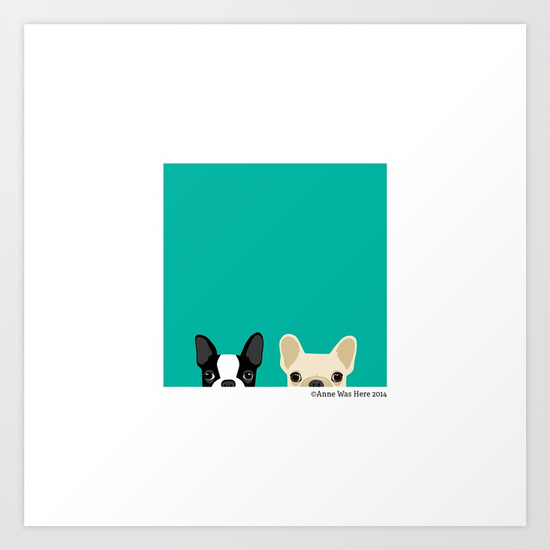 550x550 Boston Terrier Amp French Bulldog 2 Art Print By Annewashere Society6