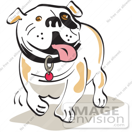 450x450 Cartoon Clip Art Graphic Of A Happy Bulldog Walking And Hanging
