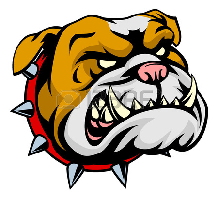 450x411 A Mean Looking Cartoon Pet Bulldog Dog Wearing A Spiked Collar