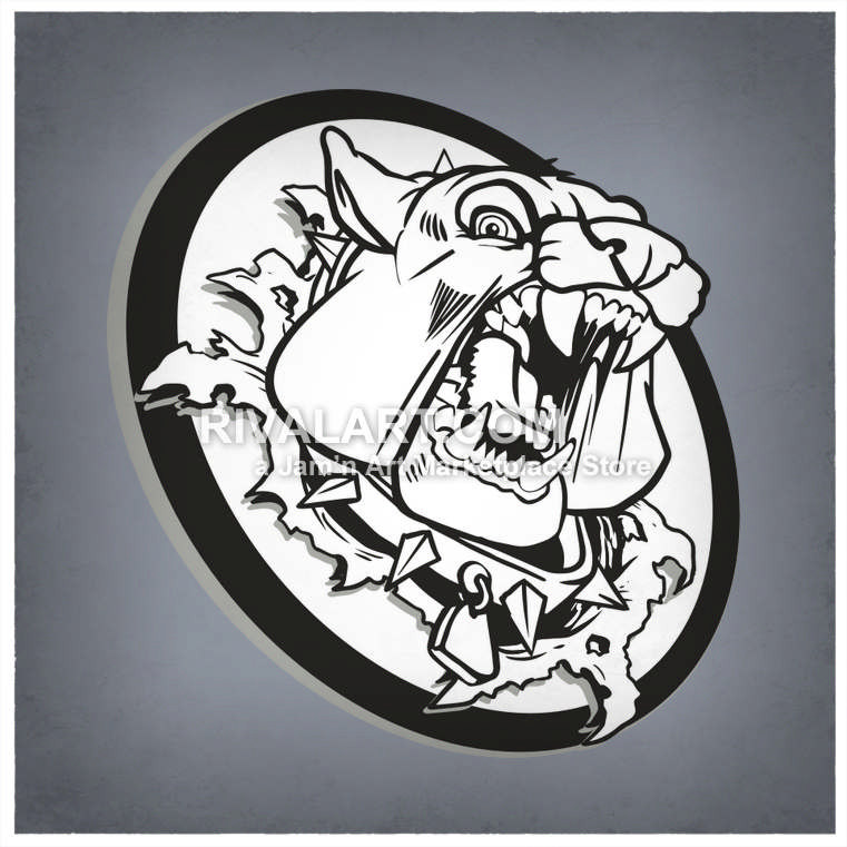 761x761 Bulldogs Graphic Vicious Mean Head Mascot Tearing Busting Thru Wall