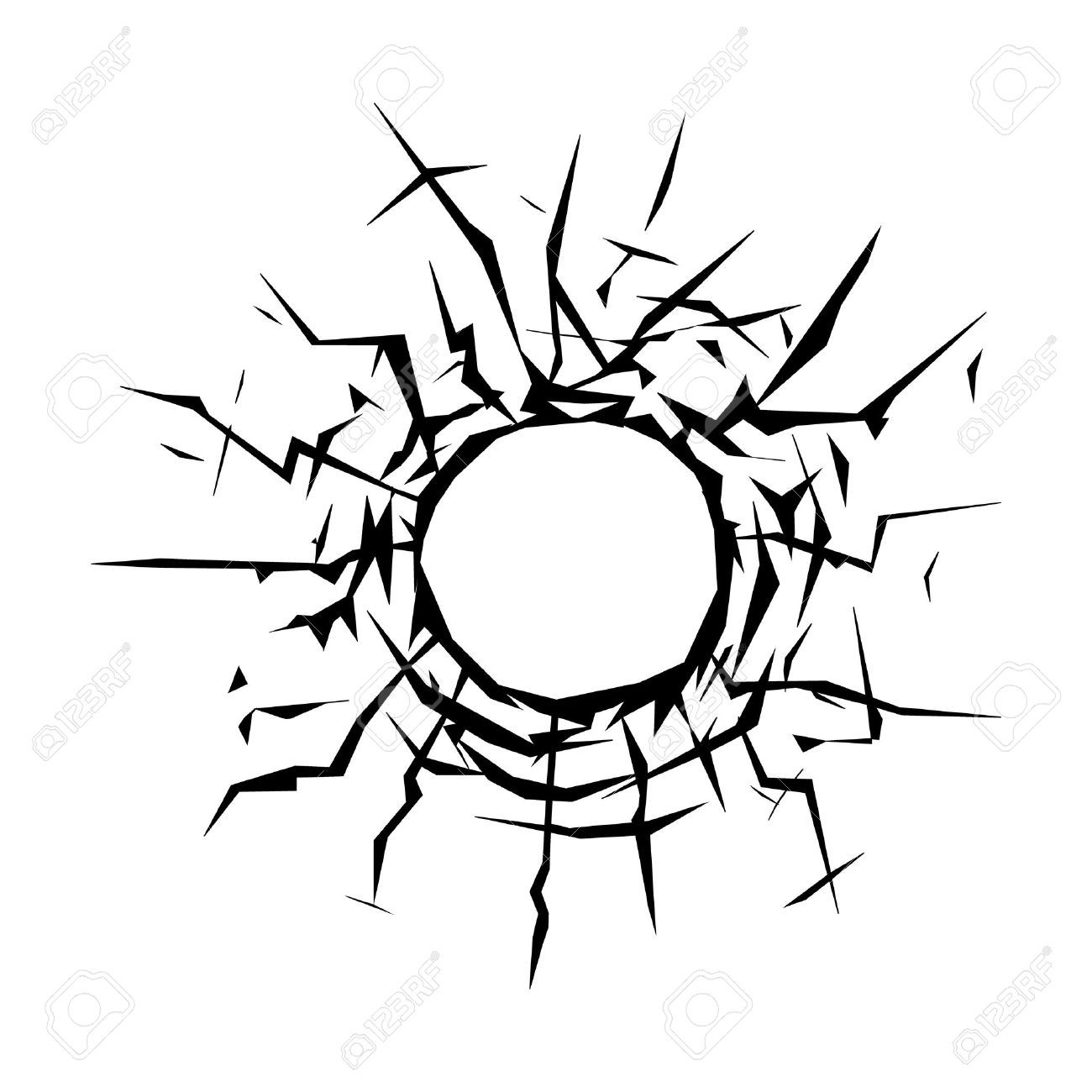 1300x1300 Drawn Bullet Hole In Wall