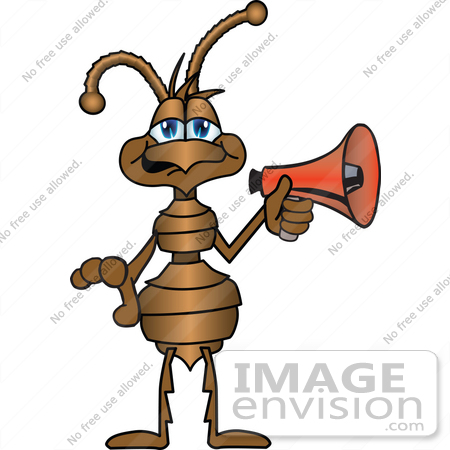 450x450 Cliprt Graphic Of Brownnt Insect Mascot Character Holding