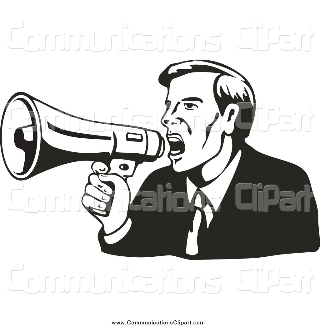1024x1044 Communication Clipart Of A Retro Black And Businessman Shouting