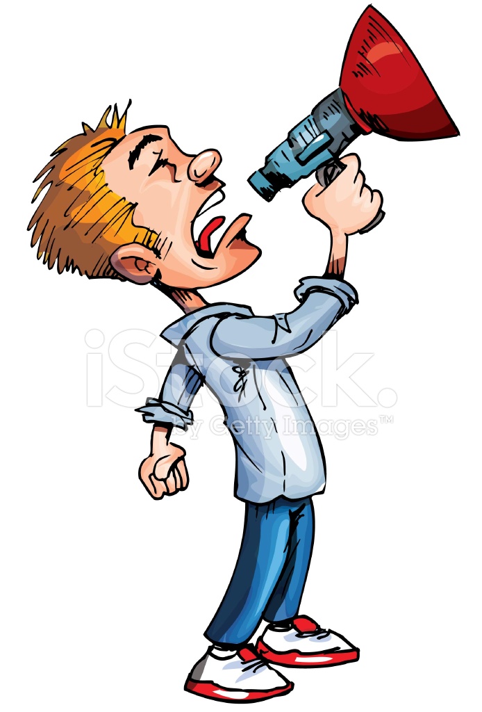 694x1024 Bullhorn Cartoon Stock Vector