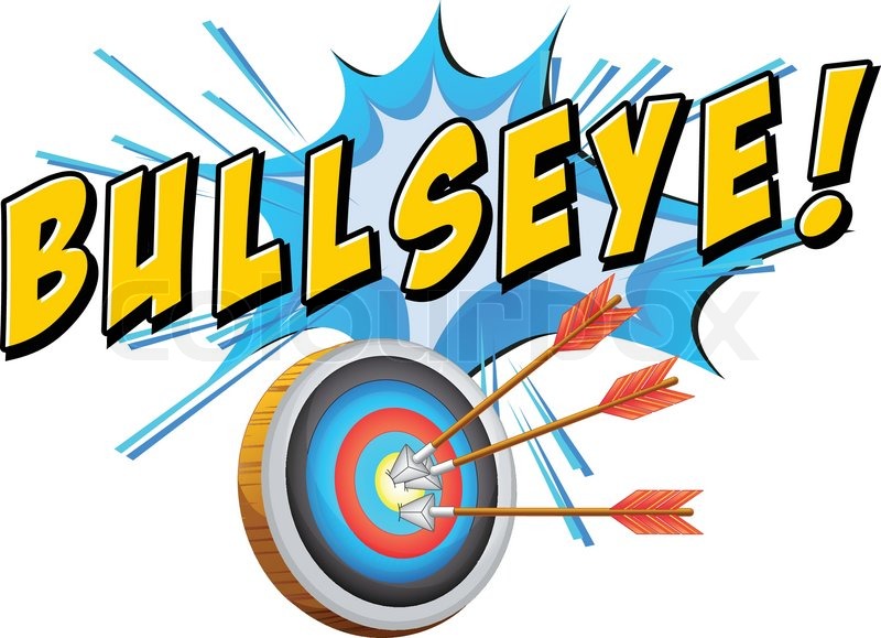 800x579 Bullseye Text With Target And Arrows Stock Vector Colourbox