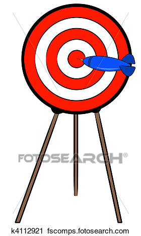 280x470 Clipart Of Dart Hitting Bullseye On Target On A Stand K4112921